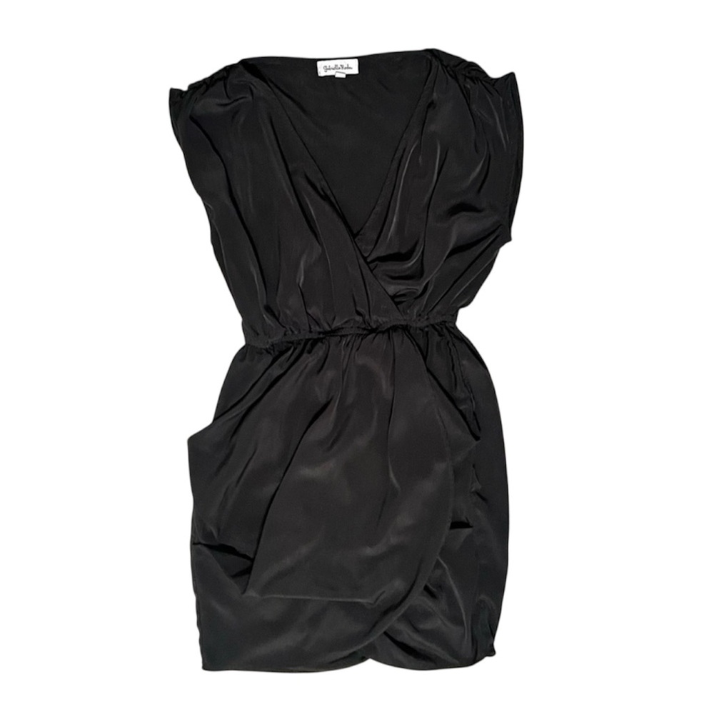 Gabriella Rocha Cinched Waist Black Wrap Mini Dress Size S